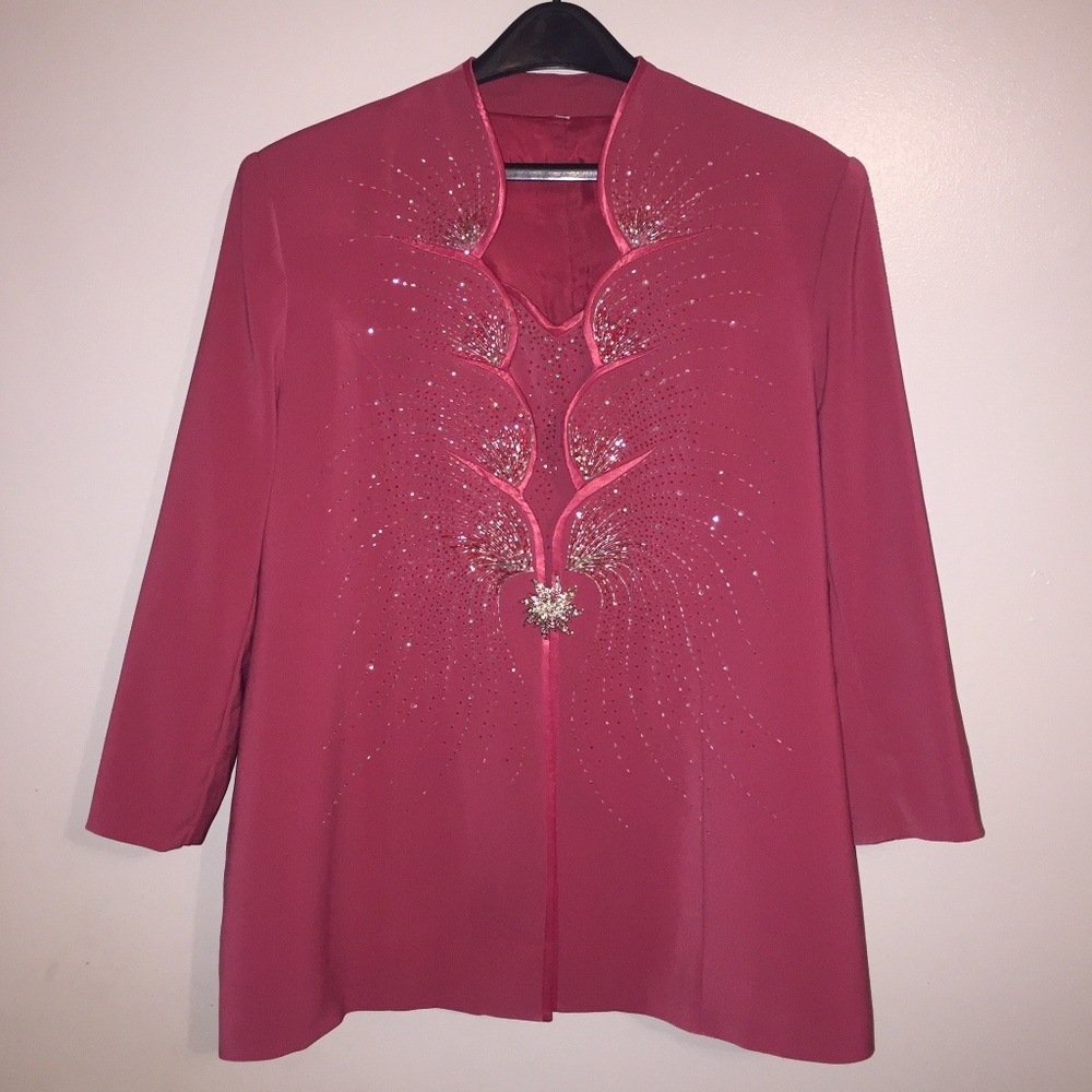 Champagne Italy Mother of The Bride embellished beaded jacket and matching top